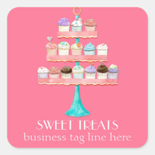 Cupcake Dessert Backbäckerei Business-Paket Quadratischer Aufkleber