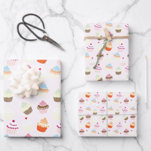 Cupcake Dessert BackThema Geschenkpapier Set