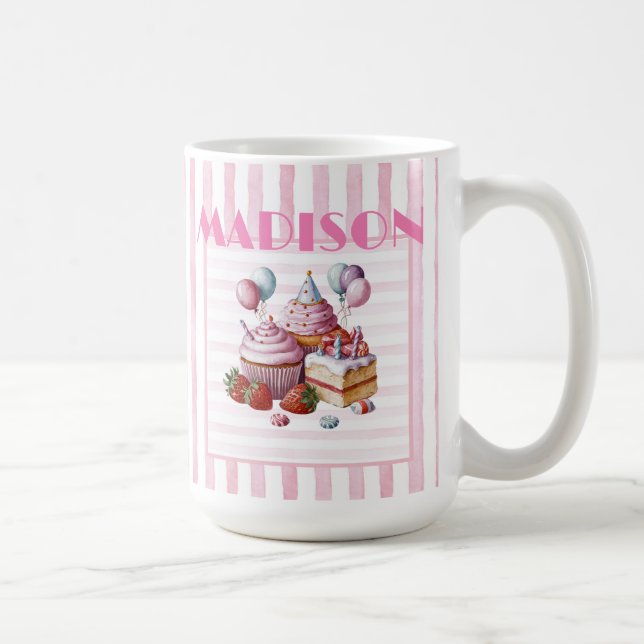 Cupcake douce Anniversaire fille Aquarelle Mug (Droite)