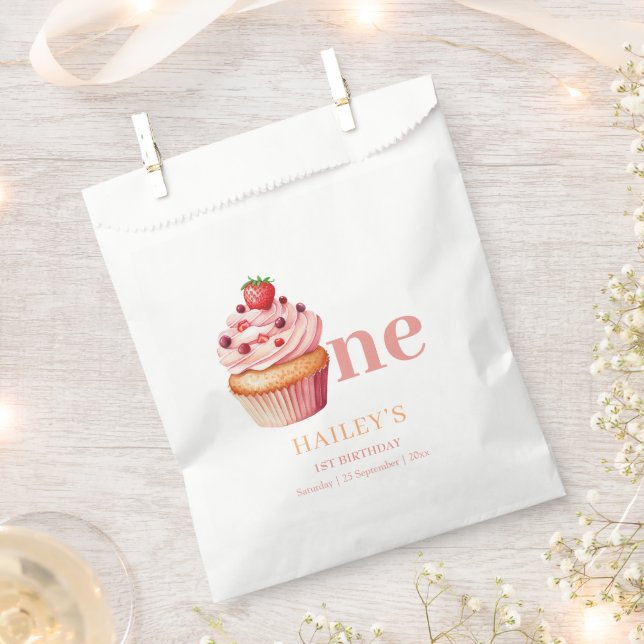 Cupcake Einladung zum Geburtstag, Mädchen 1. Gebur Geschenktütchen (Ausgeschnitten)