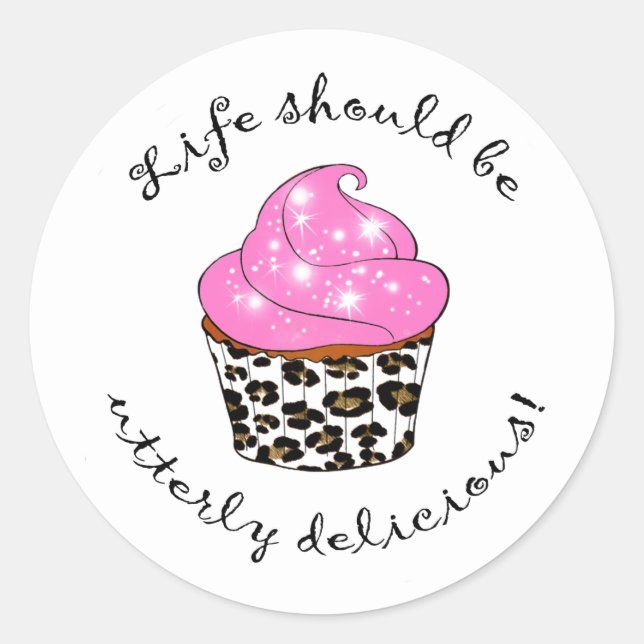 Cupcake Favor Box Runder Aufkleber (Vorderseite)