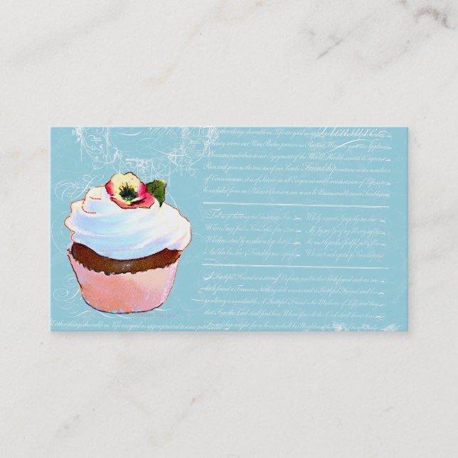 Cupcake & French Writing Business Cards Visitenkarte (Vorderseite)