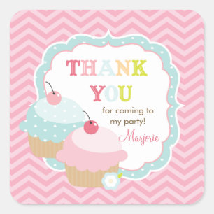 Cupcake Fun farbenfroh Danke, dass Sie Quadratischer Aufkleber
