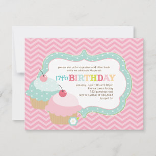 Cupcake Fun farbenfrohe Geburtstagsparty Einladung