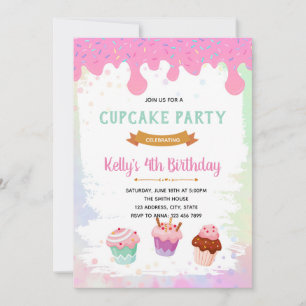 Cupcake-Geburtstags-Einladung Einladung