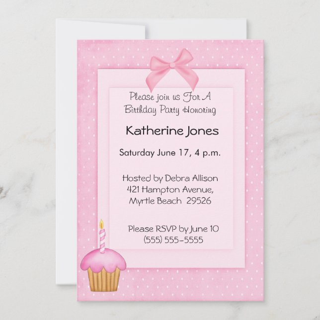 Cupcake Geburtstagseinladung Einladung (Vorderseite)