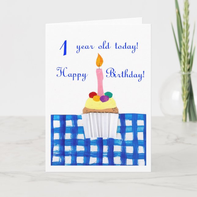 Cupcake Geburtstagskarte für 1 Jahr Karte (Vorderseite)