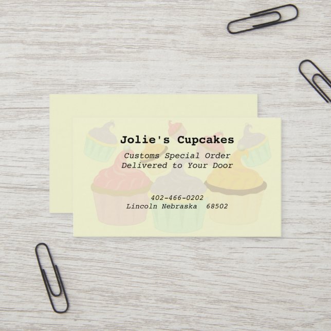 Cupcake-Geschäft - Visitenkarte (Vorderseite/Rückseite Beispiel)