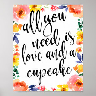 Cupcake-Geschenke 8x10 Floral Watercolor-Schild Poster