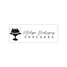 Cupcake Glass Dome Baker Script-Logo Gummistempel