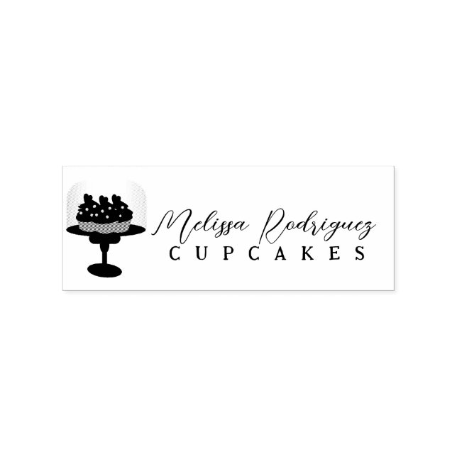 Cupcake Glass Dome Baker Script-Logo Gummistempel (Prägung)