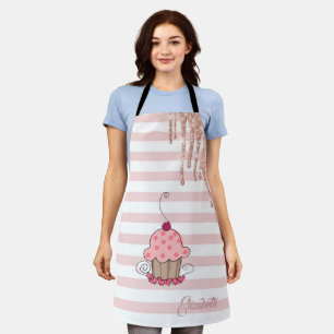 Cupcake, Glittertropfen, Streifen Schürze