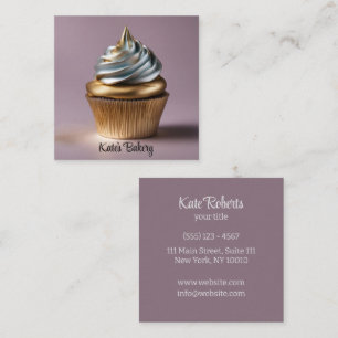 Cupcake Gold Silber Bäckerei Konditorei Koch Cater Quadratische Visitenkarte
