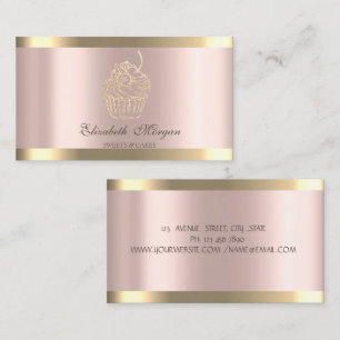 Cupcake Gold Streifen Rose Gold Bäckerei Visitenkarte