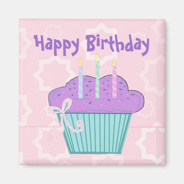 Cupcake Happy Birthday Magnet (Vorne)