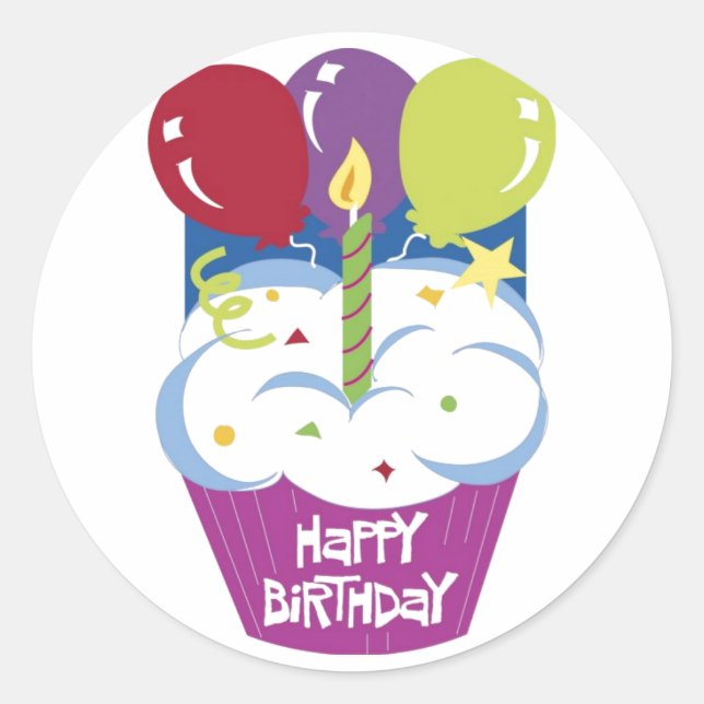 Cupcake Happy Birthday Sticker (Vorderseite)