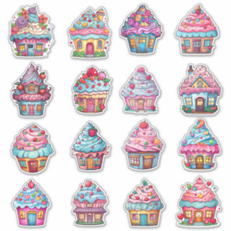 Cupcake House 16 Pack Aufkleber