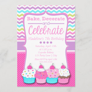 Cupcake Invitation d'anniversaire