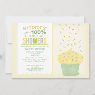 Cupcake Jaune Bébé Saupoudrer Invitation