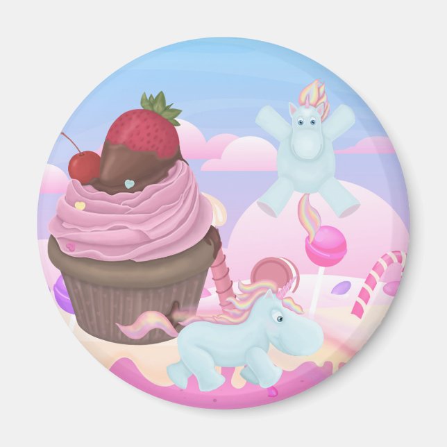 Cupcake Kackend Einhörner Magnet (Vorne)