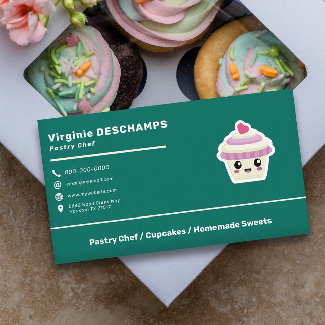Cupcake Kawaii für Konditorei Koch Visitenkarte (Cupcake Kawaii for Pastry Chef Business Card)