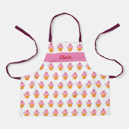 Cupcake Kids NAME Backen Schürze Aquarelltonretro