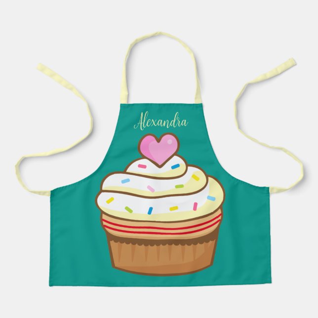 Cupcake Kinder NAME Backen Schürze Retro (Vorderseite)