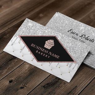 Cupcake Konditorei Koch Bäckerei Silver Glitzer T Visitenkarte