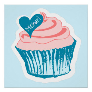 Cupcake Liebe individuelle Name Poster