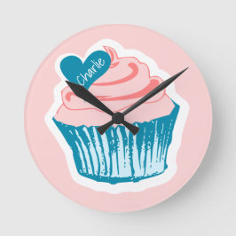 Cupcake Liebe individuelle Name Wanduhr