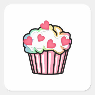Cupcake Liebe Quadratischer Aufkleber