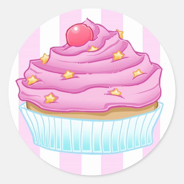 Cupcake Liebe Runder Aufkleber (Vorderseite)