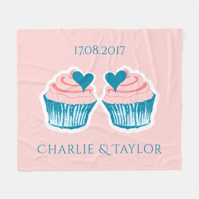 Cupcake Liebe Textelleder Vlies-Decke Fleecedecke (Vorderseite (Horizontal))