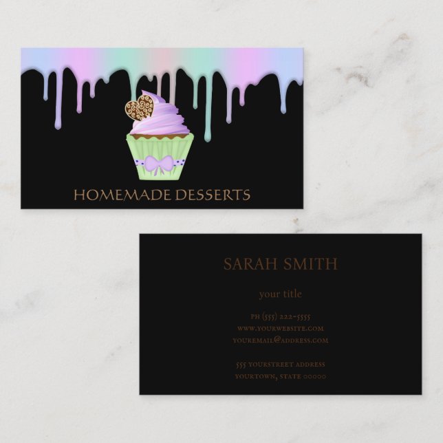 Cupcake Logo Bakery Koch, niedlich Visitenkarte (Vorne/Hinten)