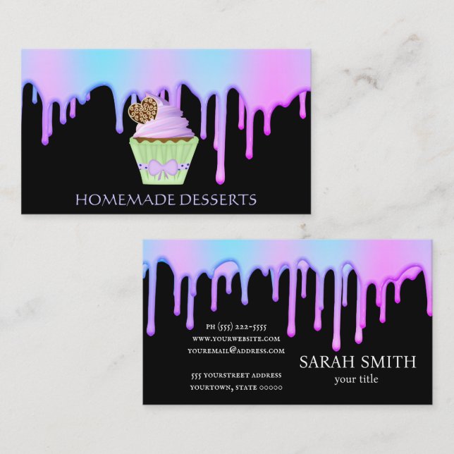 Cupcake Logo Bakery Koch, niedlich Visitenkarte (Vorne/Hinten)