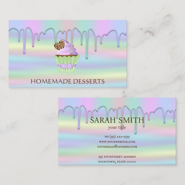 Cupcake Logo Bakery Koch, niedliche Visitenkarte (Vorne/Hinten)