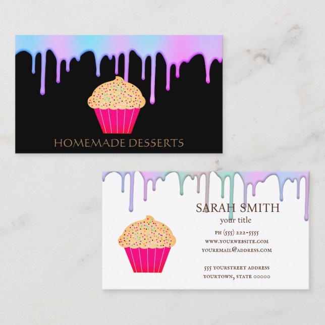 Cupcake Logo Bakery Koch, niedliche Visitenkarte (Vorne/Hinten)
