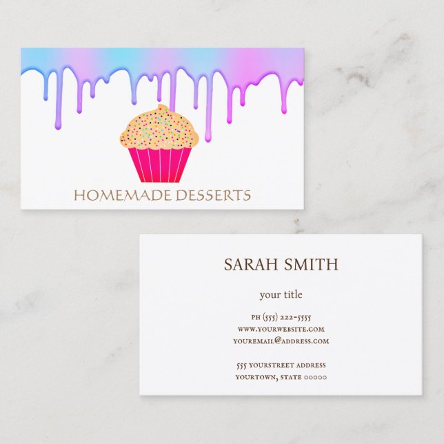 Cupcake Logo Bakery Koch, niedliche Visitenkarte (Vorne/Hinten)