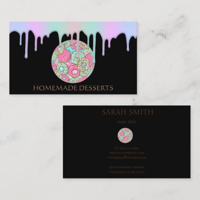 Cupcake Logo boulangerie Chef, Carte de visite mig (Devant / Derrière)