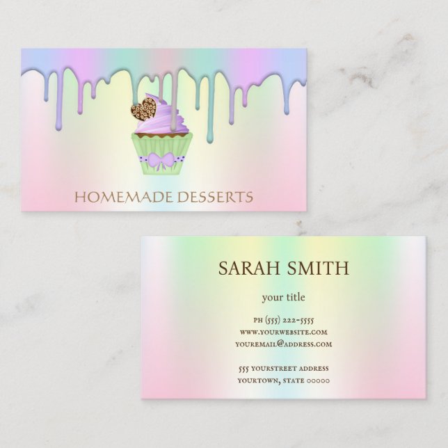 Cupcake Logo boulangerie Chef, Carte de visite mig (Devant / Derrière)