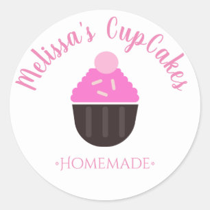 Cupcake Logo Sprinkles hausgemachte Bäckerei Runder Aufkleber