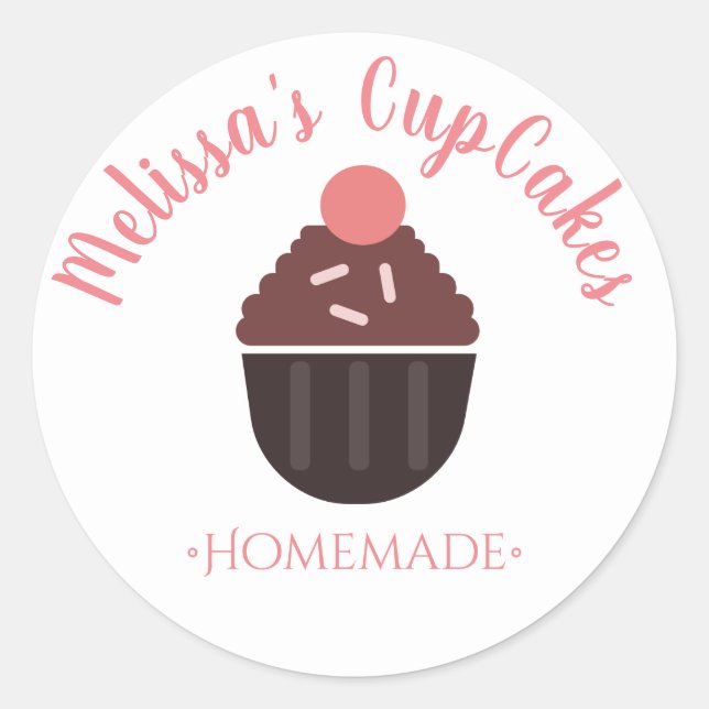Cupcake Logo Sprinkles hausgemachte Bäckerei Runder Aufkleber (Vorderseite)