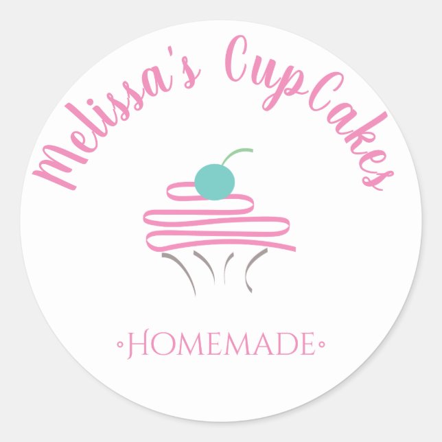 CupCake Logo Whisk hausgemachte Bäckerei Runder Aufkleber (Vorderseite)
