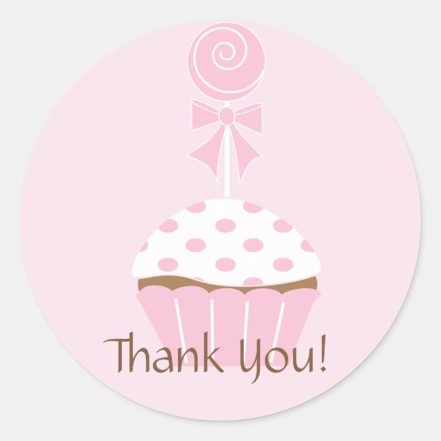 Cupcake Lollipop Happy Birthday Vielen Dank, Ihr S Runder Aufkleber (Vorderseite)