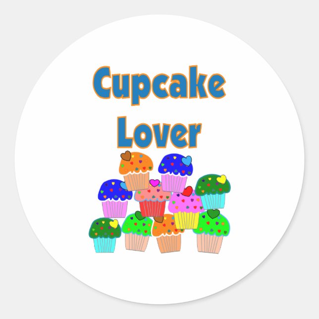 "Cupcake Lover"—Berg von bezaubernden Kuchen Runder Aufkleber (Vorderseite)