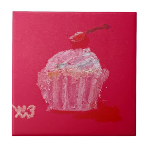 Cupcake mit Erdbeerfrosting Fliese