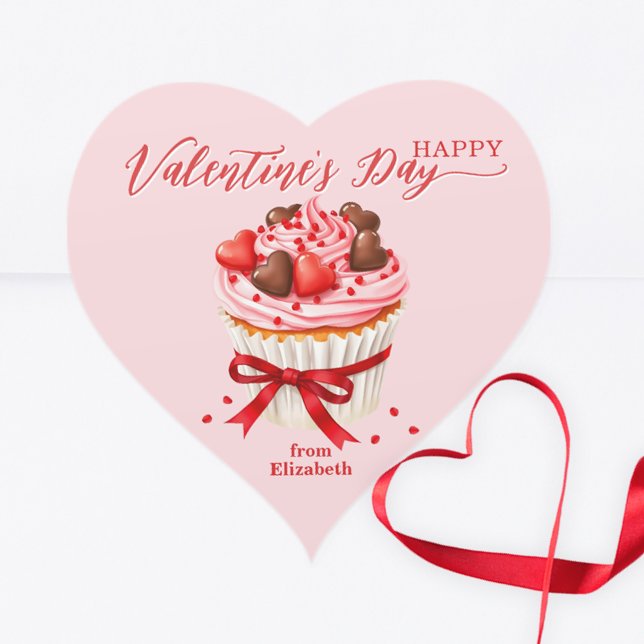 Cupcake mit Herzschokolade Valentinstag Herz-Aufkleber (Von Creator hochgeladen)