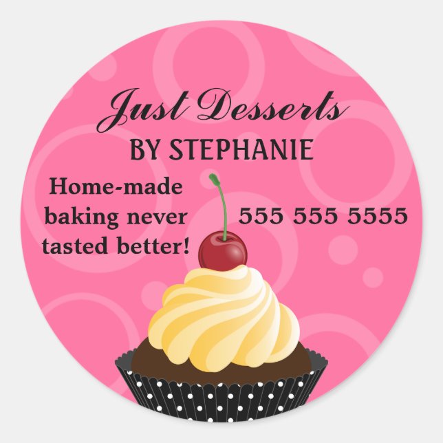 Cupcake mit Kirschbäckerei Runder Aufkleber (Vorderseite)