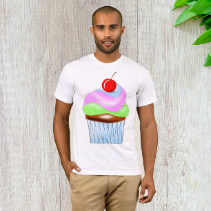 Cupcake mit Kirsche auf dem T - Shirt der Männer