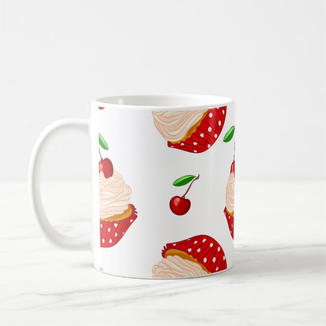 Cupcake mit Kirschen Muster Kaffeetasse (Links)